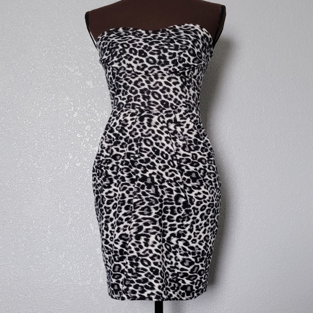 Animal Print Strapless Dress